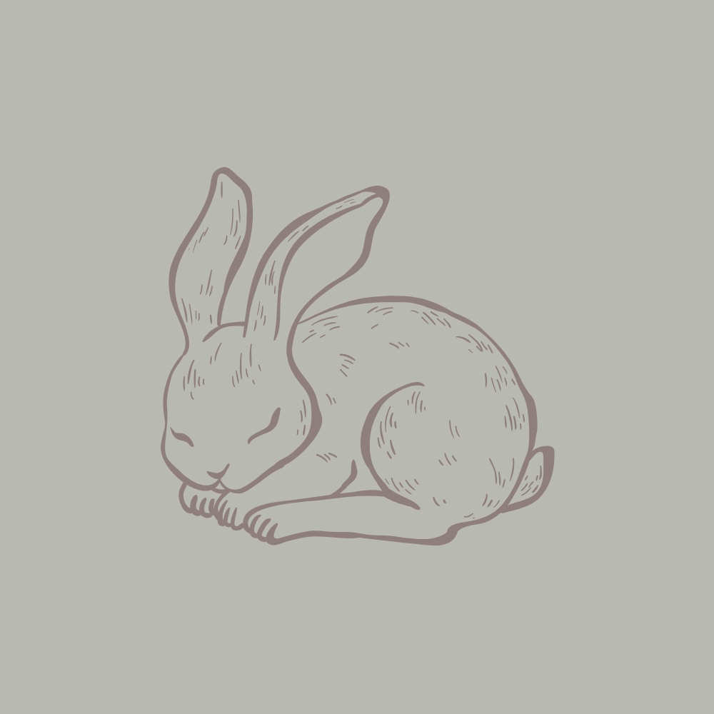 BUNNY OULINE, GREEN BACKGROUND WITH PURPLE OUTLINE